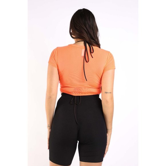 Women's Sexy See Through Mesh Swimsuit Cover up Shirt Neon-Coral Size S, M, L - Picture 7 of 10